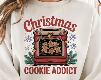 Christmas Cookie Addict PNG SVG, Funny Christmas Baking Design, Gingerbread Cookie Sublimation, Holiday Digital Download, Cricut Cut File