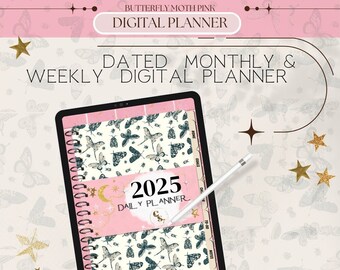 2025 Butterfly Moth Digital Planner: Hyperlinked GoodNotes iPad (PDF)
