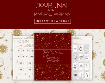 Mystical Woman Printable Journal: 2024 Moon Calendar, Tarot Stickers (PDF Digital Download)