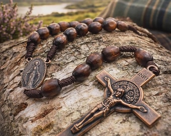 Handgefertigt in Schottland Traditionelle Ahorn Hartholz Rosenkranz Perlen