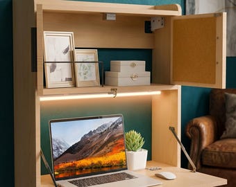 Murphy Desk Wall Mounted – Fold-Down Wooden Desk with Storage