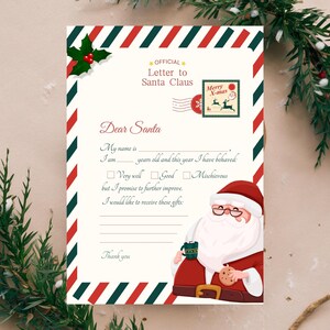 Lista de deseos navideños Carta imprimible a Papá Noel Carta imprimible fácil de imprimir a Papá Noel Descarga instantánea Imprimible navideño para niños