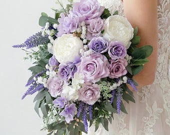 Cascading bouquet, Lilac bridal bouquet, Bridal bouquet, Wedding bouquet, lavender wedding bouquet