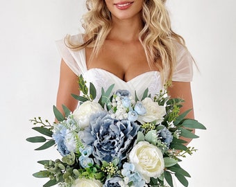 Wedding bouquet, Dusty blue bridal bouquet, blue wedding bouquet, dusty blue bridal bouquet