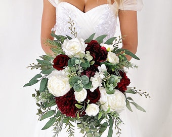 Wedding bouquet, Burgundy bouquet, Deep red wedding bouquet, burgundy bridal bouquet