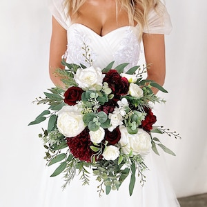 Wedding bouquet, Burgundy bouquet, Deep red wedding bouquet, burgundy bridal bouquet