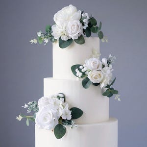 Set of 3 Wedding Cake Topper, Flower Cake Decoration, Cake Topper Flowers, Cake Flowers, Rustic Wedding, Boho Wedding