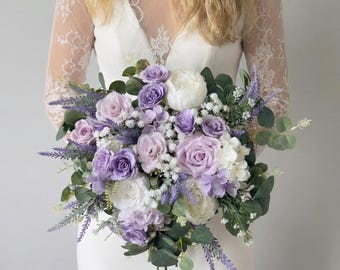 Lilac bridal bouquet, Wildflower bridal bouquet, Wedding bouquet, Lavender wedding bouquet