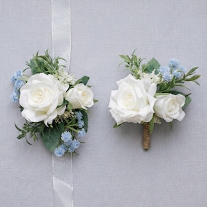 Wedding Boutonniere, Dusty Blue Boutonniere, Sky blue Boutonniere, Groom Accessory