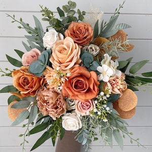 Bridal bouquet, Orange bridal bouquet, Terracotta wedding bouquet, Wedding bouquet, Rustic bridal bouquet