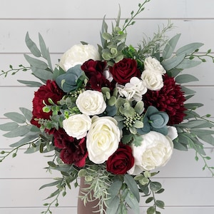 Wedding bouquet, Burgundy bouquet, Deep red wedding bouquet, burgundy bridal bouquet
