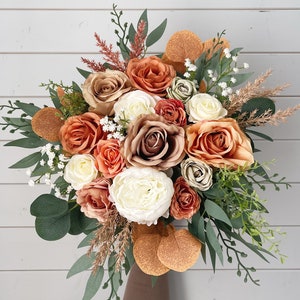 Wedding bouquet, Orange bridal bouquet, Terracotta wedding bouquet, Fall bouquet, Boho bouquet, Rustic bridal bouquet