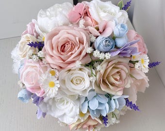 Bridal bouquet, Pastel Bridal bouquet, Colorful wedding bouquet, Pink bridal bouquet