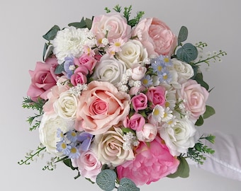 Bridal bouquet, Colorful Bridal bouquet, Wildflower wedding bouquet, Pink bridal bouquet