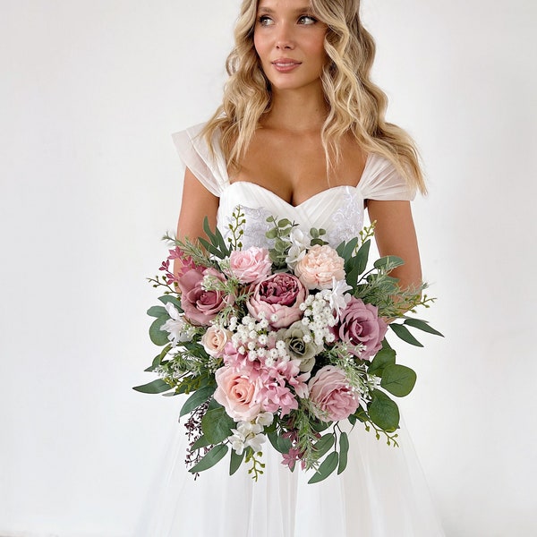 Wedding bouquet, Dusty rose bridal bouquet, mauve bridal bouquet, Dusty pink wedding bouquet