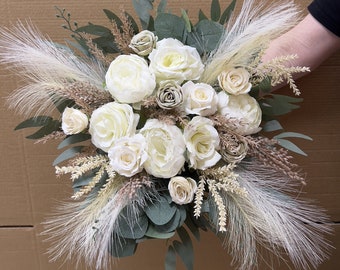 Wedding bouquet, boho bridal bouquet, pampas wedding bouquet, rust bridal bouquet, fall bridal bouquet