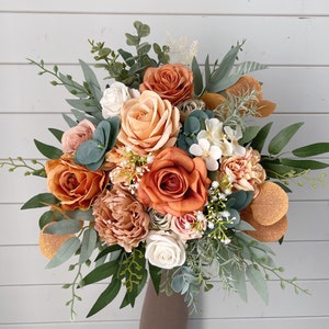 Bridal bouquet, Orange bridal bouquet, Terracotta wedding bouquet, Wedding bouquet, Rustic bridal bouquet 14" bouquet