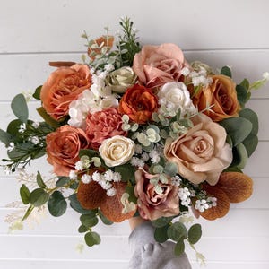 Terracotta wedding bouquet, Bridal bouquet, Orange bridal bouquet, Wedding bouquet, Rustic bridal bouquet