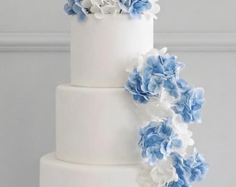 Hydrangea Cake Topper, Dusty Blue Flower Cake Decoration, Real touch Cake Topper Flowers, Cake Flowers