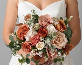 Terracotta bridal bouquet, Fall wedding bridal bouquet, Orange bridal bouquet, Autumn Wedding bouquet, Rustic bridal bouquet