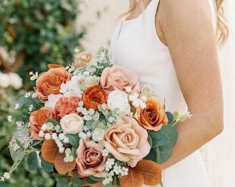 Terracotta bridal bouquet, Fall wedding bouquet, Orange bridal bouquet, Autumn Wedding bouquet, Rustic bridal bouquet