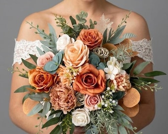 Terracotta Bridal bouquet, Burnt Orange bridal bouquet, Terracotta wedding bouquet, Fall Wedding bouquet, Rustic bridal bouquet