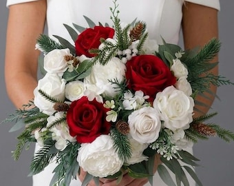 Wedding bouquet, winter wedding bouquet, red bouquet, Christmas wedding bouquet