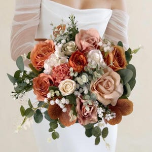 Bridal bouquet, Terracotta wedding bouquet, Orange bridal bouquet, Wedding bouquet, Rustic bridal bouquet