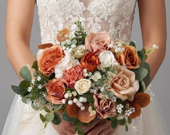 Terracotta wedding bouquet, Fall Bridal bouquet, Orange bridal bouquet, Wedding bouquet, Rustic bridal bouquet