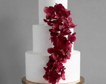 Hydrangea Cake Topper, Burgundy Flower Cake Decoration, Deep red Real touch Cake Topper Flowers, Cake Flowers