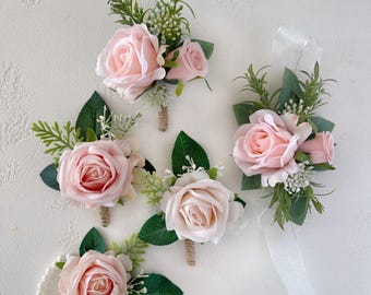Wedding boutonniere, Blush pink boutonniere, pale pink boutonniere, boutonniere for men