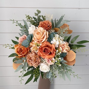 Bridal bouquet, Orange bridal bouquet, Terracotta wedding bouquet, Wedding bouquet, Rustic bridal bouquet image 7
