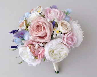 Pastel Bridal bouquet, Wedding bouquet, Pastel garden wedding bouquet, pinkbridal bouquet