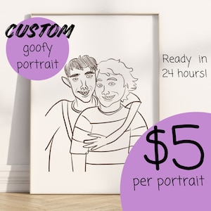 Custom bad portrait lineart ugly drawing custom framed bad portrait funny ugly portrait gift custom portrait handmade custom ugly portrait