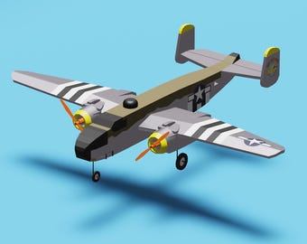 航空機 RC 飛行機モデル B25 ミッチェル爆撃機 デジタル設計図 / PDF + 