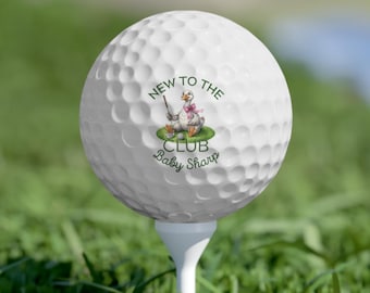 Custom Silly Goose New to the Club Golf Balls, Personalized Golfing Goose Baby Shower Guest Favors, Baby Girl Golf Theme Party Favors Set
