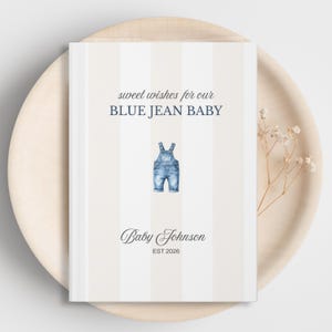 Blue Jean Baby Shower Guestbook, Personalized Denim Wishes Book, Advice For Parents, Custom Western Baby Shower Keepsake