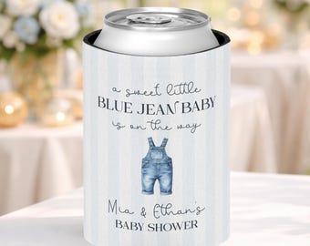Portabevande personalizzati a tema jeans per baby shower, bomboniere personalizzate a tema maglione di jeans, portabevande a tema baby shower, portabevande per bambino, portabevande a tema jeans per bambina