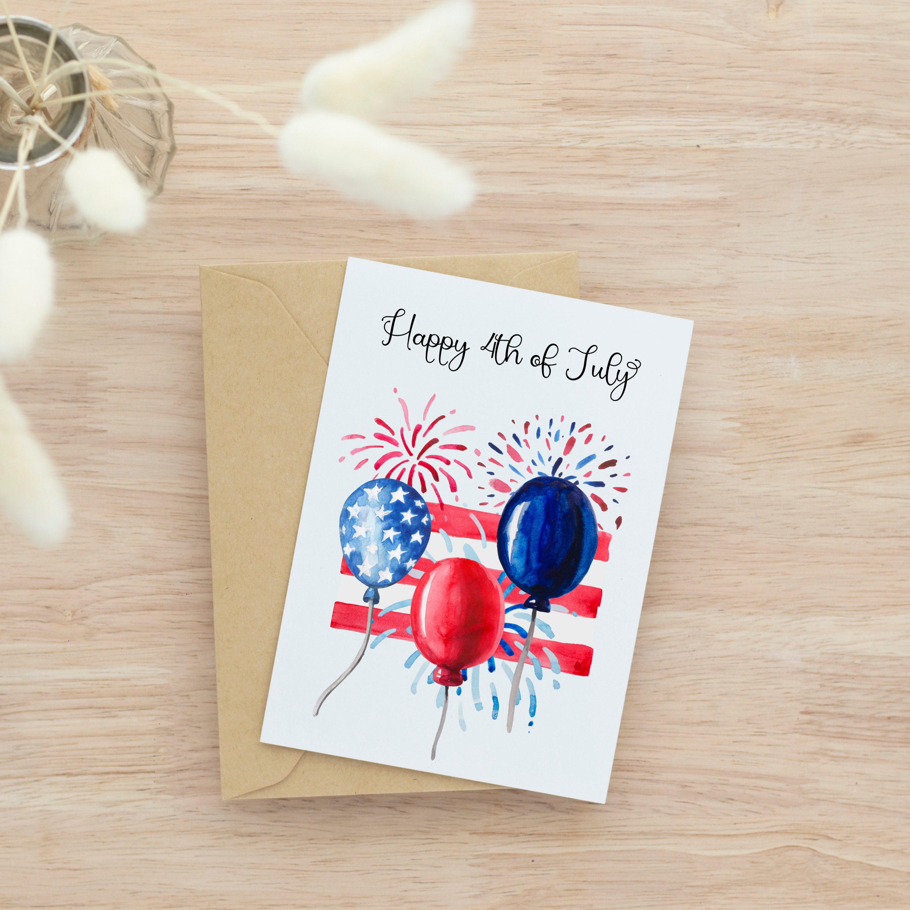 Happy 4th of July Card, Digital Download, Memorial Day Card With ...