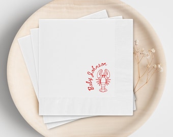Little Lobster Is On The Way Baby Shower Napkins, Custom Little Crawfish Boil Party Decor, Bayou Baby Sprinkle, New Orleans Decorations