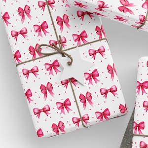 Coquette Pink Bow Wrapping Paper: Preppy Gift Wrap