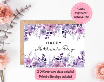 Muttertagskarte, Grußkarte zum Muttertag, Muttertagskarte zum selbst ausdrucken | DIGITALER SOFORT-DOWNLOAD | Druckbarer Umschlag enthalten
