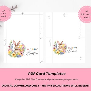 Happy Easter Printable Card DIGITAL DOWNLOAD Printable Easter Bunny Card, Watercolor Easter Greeting Card With Printable Envelope image 4