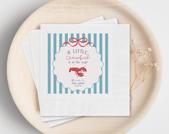 Little Crawfish Is On The Way Baby Shower Napkins, Custom Lobster Boil Party Decor, Bayou Baby Sprinkle, New Orleans Baby Shower Decorations