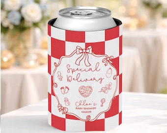 Special Delivery Baby Shower Cozies, Custom Boy or Girl Baby Name  Can Coolers, Baby Sprinkle Table Decor, Italian Pizza Themed Decorations