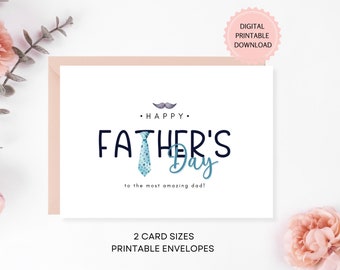 Carte imprimable pour la fête des pères, téléchargement numérique, aquarelle pour papa, frère, mari, fils, beau-père, enveloppes imprimables incluses