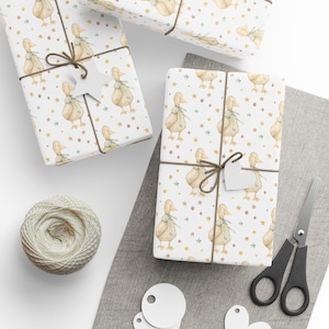 Silly Goose Wrapping Paper Roll, Watercolor Goose All Occasion Gift Wrap, Baby Shower Neutral Gift Wrap, Gift Packaging Papers For Toddler