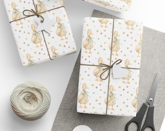 Birthday Silly Goose Wrapping Paper, Neutral Baby Shower Gift Wrap, Baby Boy or Girl Gift Packaging
