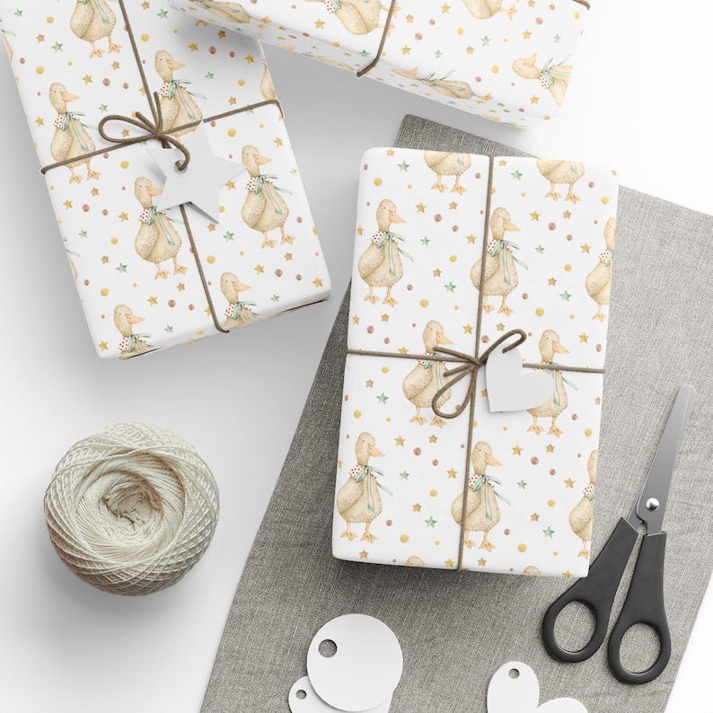 Silly Goose Wrapping Paper Roll, Watercolor Goose All Occasion Gift Wrap, Baby Shower Neutral Gift Wrap, Gift Packaging Papers For Toddler