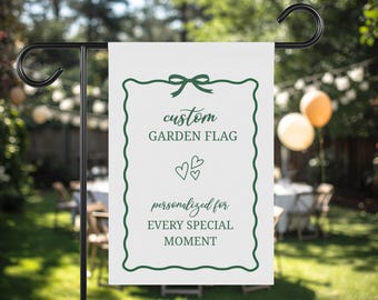 Bandiera da giardino personalizzata, bandiera da giardino personalizzata per feste, cartello di benvenuto per baby shower, cartello dal design personalizzato realizzato su ordinazione, bandiera da giardino per feste di compleanno